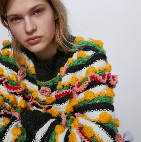 Zara Tops Zara Knit Floral Sweater Poshmark